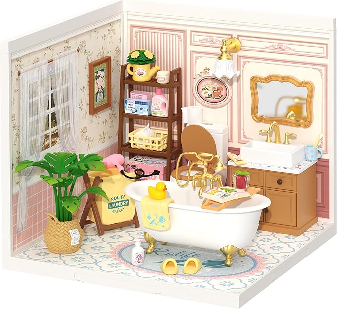 Miniature House Kit with LED Tiny Room Making Kit Expandable Plastic Craft Toy for Creative Play Home